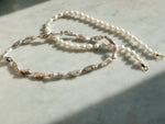 Biwa Stick Pearl Necklace, silver