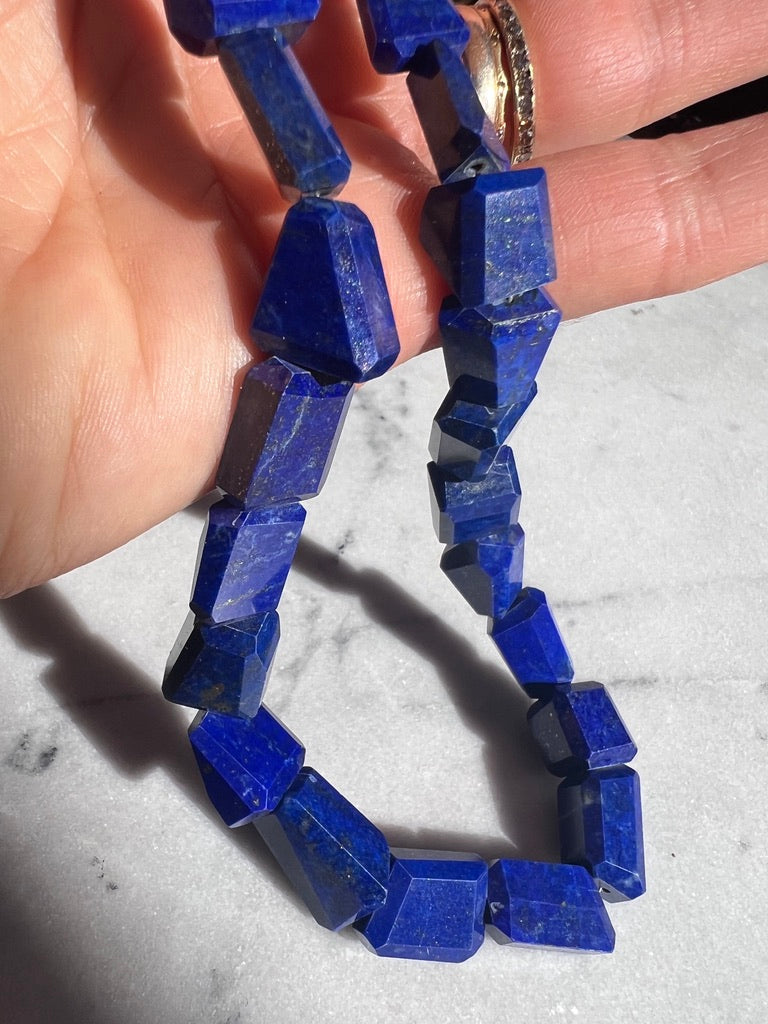 Faceted Lapis Nugget Necklace